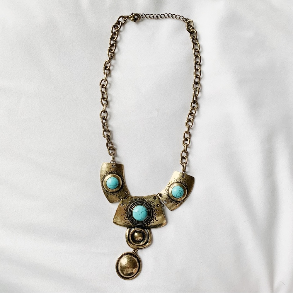 Statement Necklace with Turquoise Detail